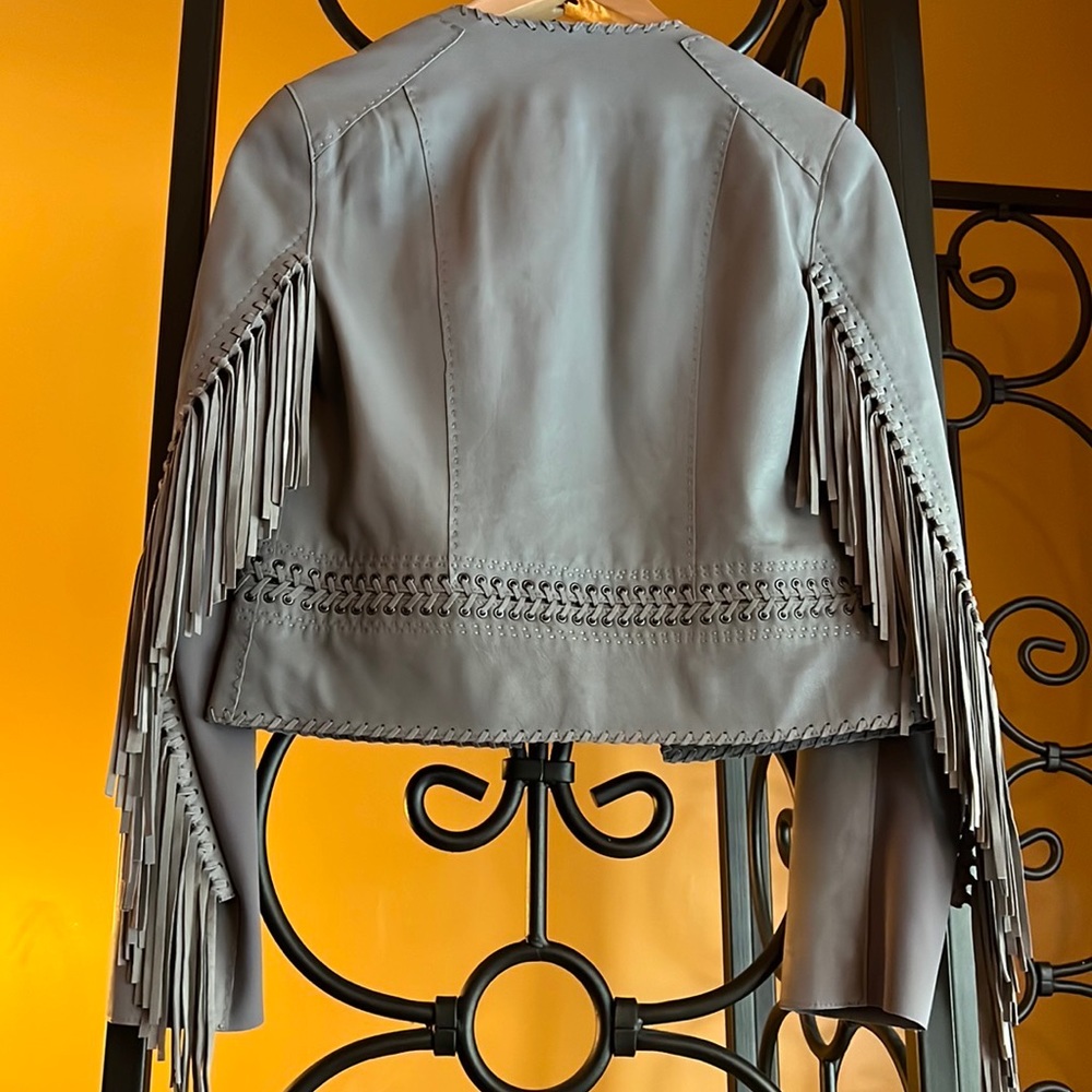 TAHARI ELSIE Lambskin Boho Jacket - Picture 2 of 11
